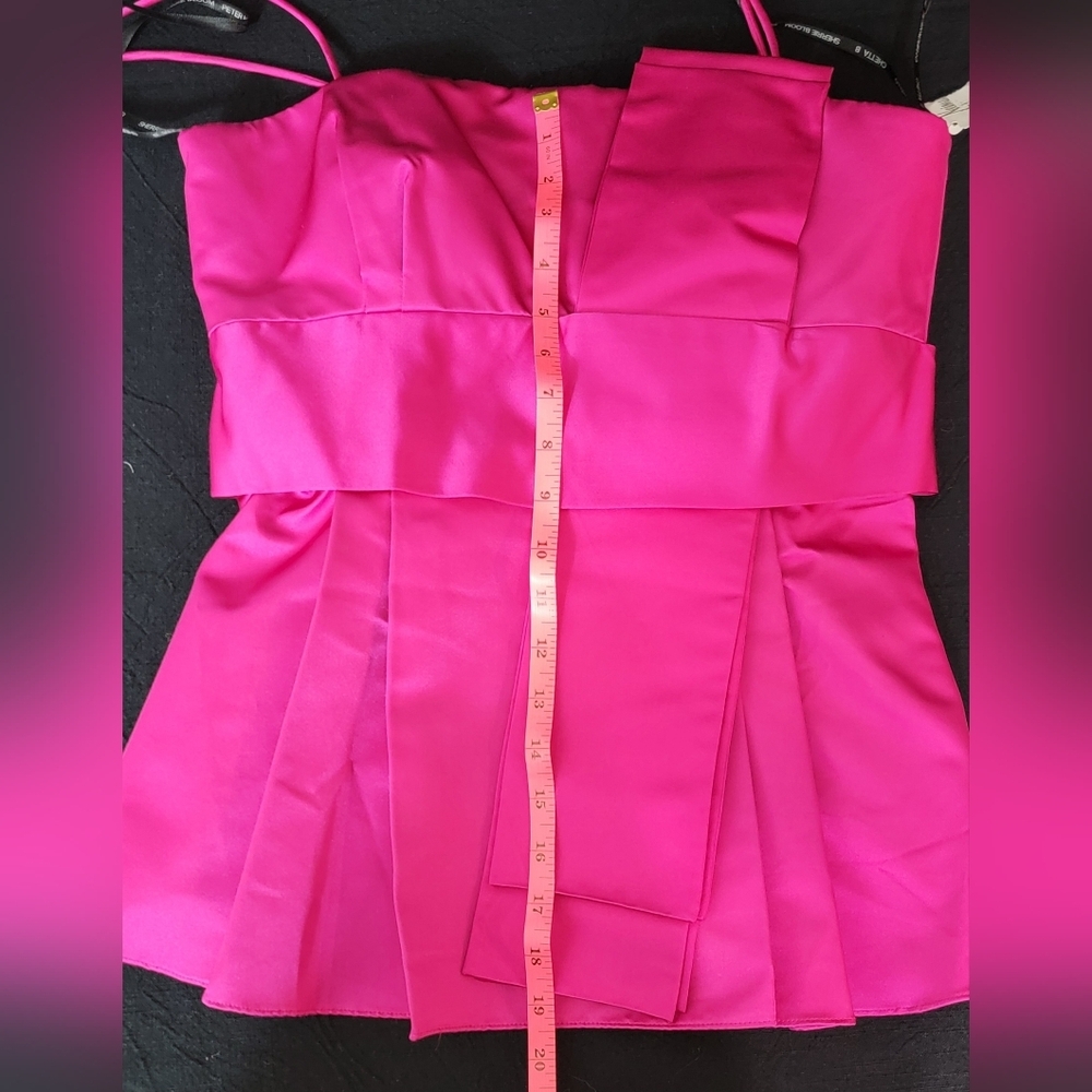 New Women's Evening Hot Pink Silk Statement Piece Top Sz 6 Org $340 Chetta B - Picture 8 of 13
